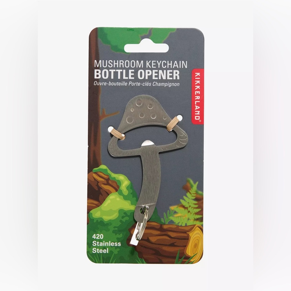 Kikkerland Mushroom Bottle Opener Key Chain, NWT